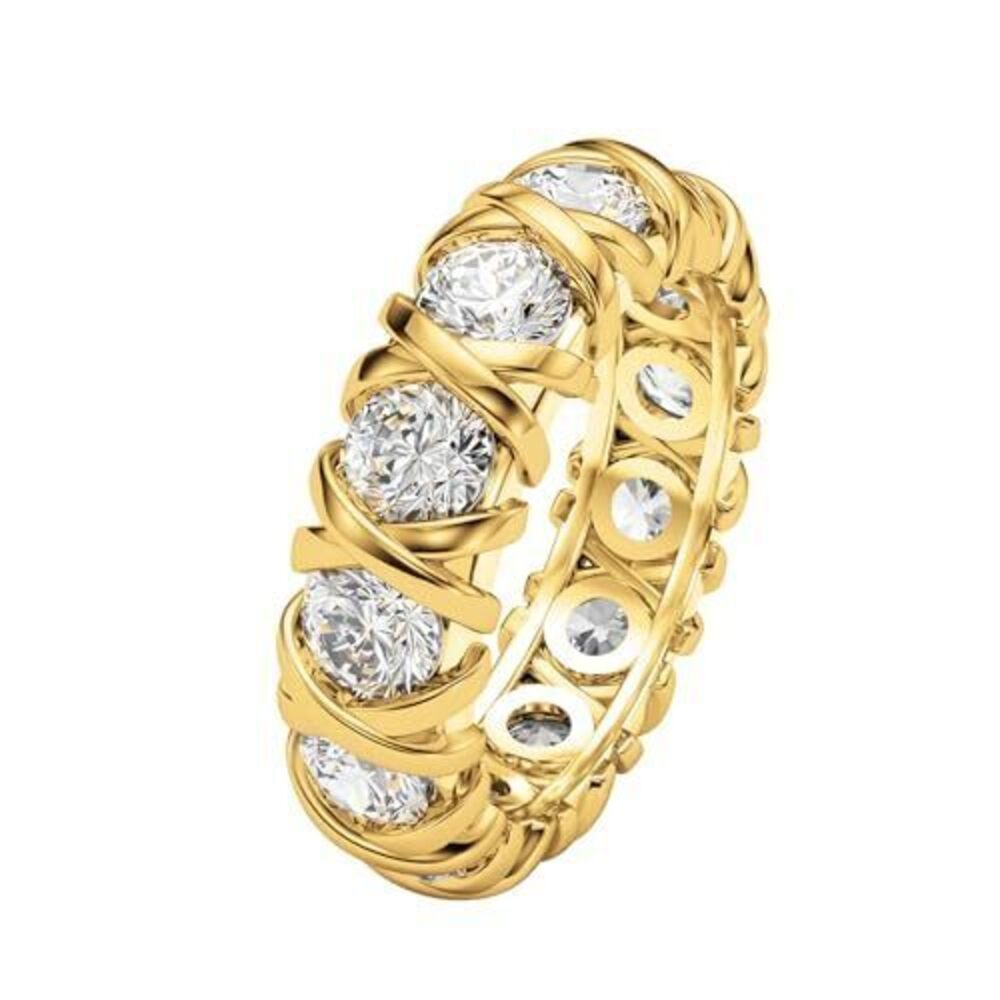 4690 18K Gold Plated Solid CZ Simulated Diamond Stackable Ring Eternity